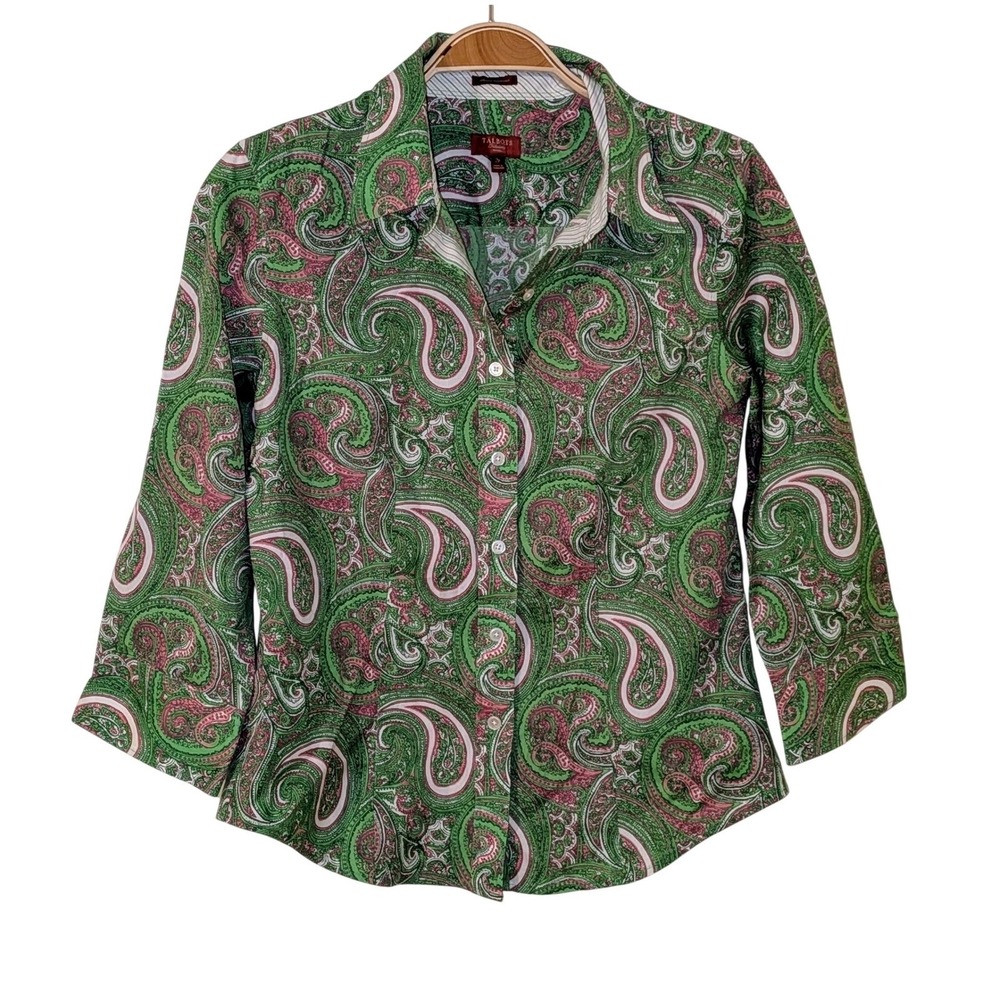 Talbots Haberdashery PetitesPaisley Wrinkle Resistant Button‎ Down Shirt 2P NWOT